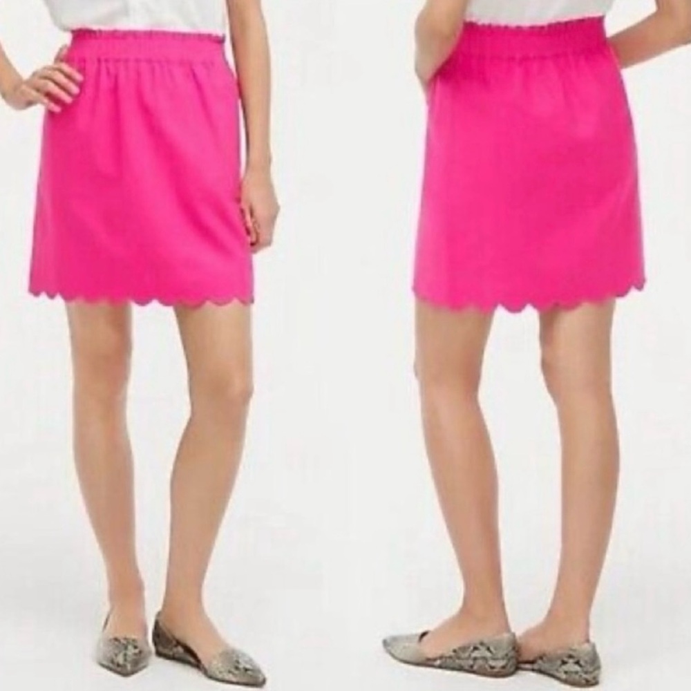 J Crew Linen Scalloped Mini Skirt with Pockets